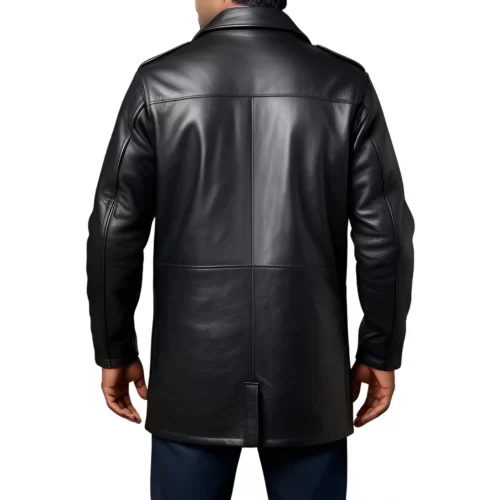 Trois quart homme en cuir d'agneau épais noir multi poches modèle Borice
