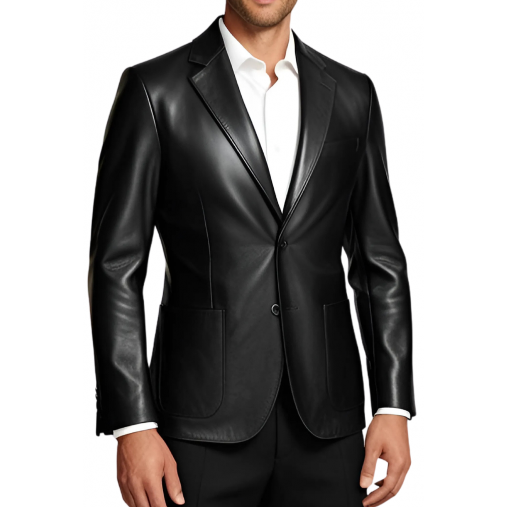 Blazer cuir agneau homme 2 boutons modèle Cirile