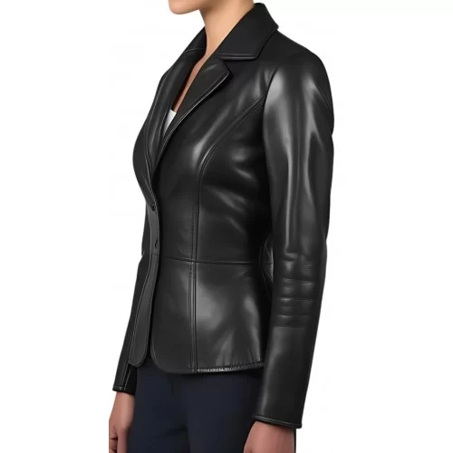 Veste femme en cuir d'agneau fermeture par boutons modèle Pranicia