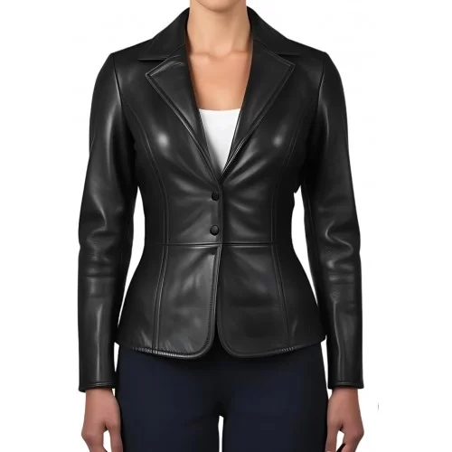 Veste femme en cuir d'agneau fermeture par boutons modèle Pranicia