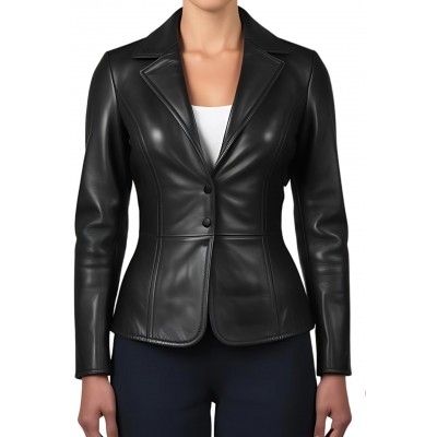 Veste femme en cuir d'agneau fermeture par boutons modèle Pranicia