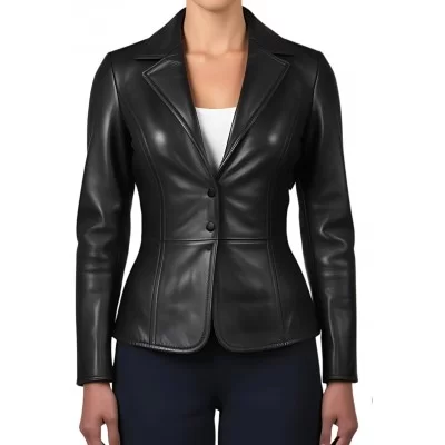 Veste femme en cuir d'agneau fermeture par boutons modèle Pranicia