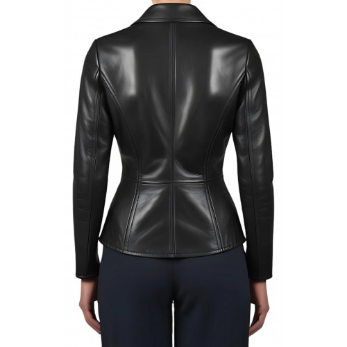 Veste femme en cuir d'agneau fermeture par boutons modèle Pranicia