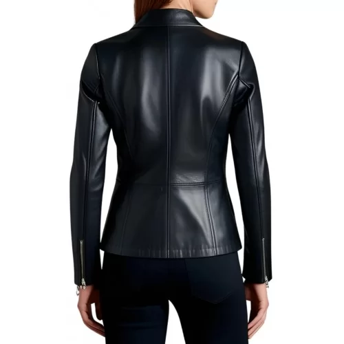 Veste femme en cuir d'agneau fermeture par zip modèle Cernia