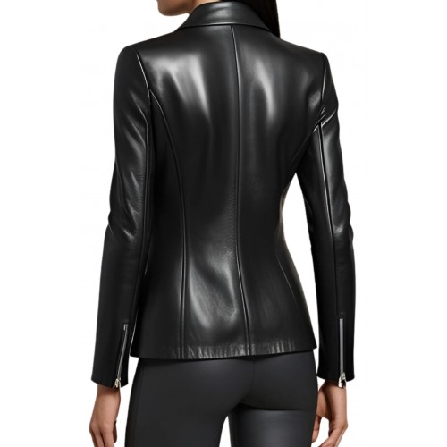 Veste femme en cuir d'agneau fermeture par zip modèle Mireille