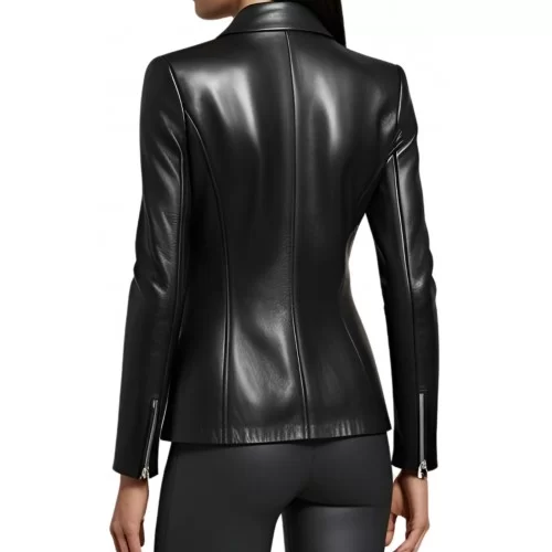 Veste femme en cuir d'agneau fermeture par zip modèle Mireille