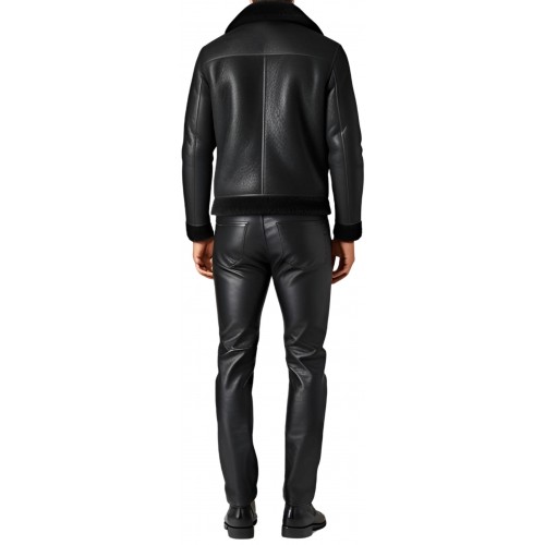 Blouson en mouton retourné extèrieur mouton huilé aspect cuir modèle Rabiere