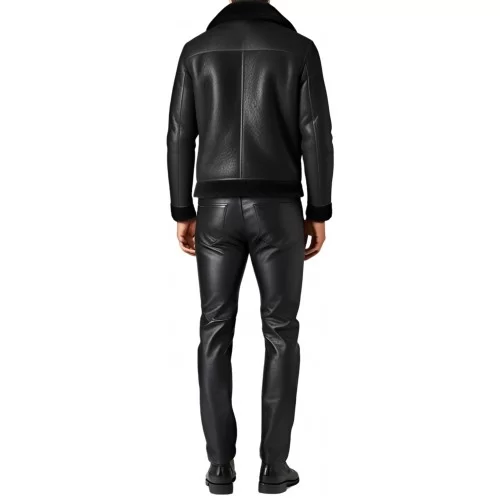 Blouson en mouton retourné extèrieur mouton huilé aspect cuir modèle Rabiere