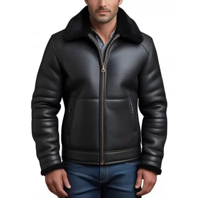 Blouson en mouton retourné extèrieur mouton huilé aspect cuir modèle Raphaël