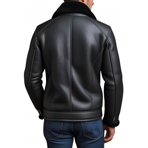 Blouson en mouton retourné extèrieur mouton huilé aspect cuir modèle Raphaël
