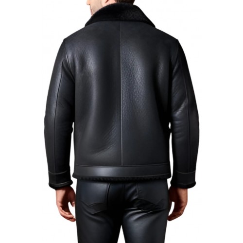 Blouson en mouton retourné extèrieur mouton huilé aspect cuir modèle Gabin