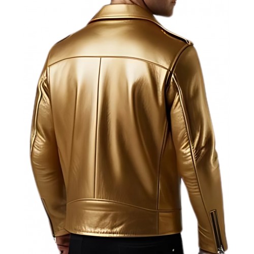 Perfecto cuir homme en agneau couleur or modèle Brillore