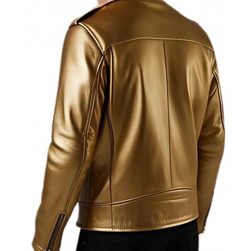 Perfecto cuir homme en agneau couleur or modèle Brillore