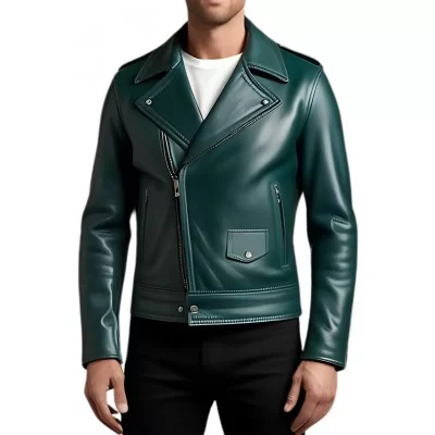 Perfecto cuir homme en agneau vert modèle Xaniome