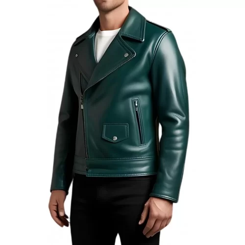 Perfecto cuir homme en agneau vert modèle Xaniome