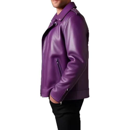 Blouson Perfecto cuir homme en agneau violet modèle Ariace
