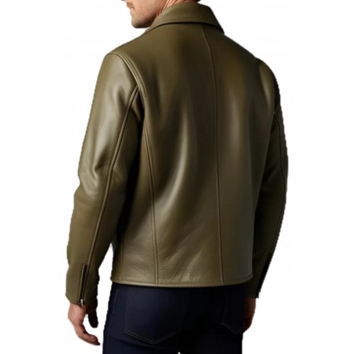 Perfecto cuir homme en agneau vert kaki modèle Oliveur