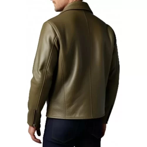 Perfecto cuir homme en agneau vert kaki modèle Oliveur