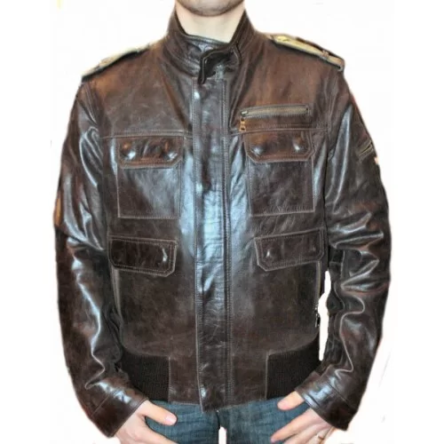 Blouson modèle Lex vachette vintage marron