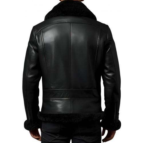 Blouson type bombardier en mouton retourné extèrieur mouton huilé aspect cuir col mouton modèle Théodore