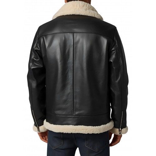Blouson en mouton retourné extèrieur mouton huilé aspect cuir noir modèle Mariola