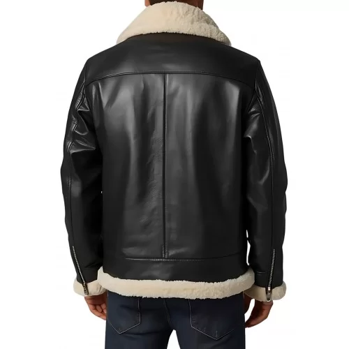 Blouson en mouton retourné extèrieur mouton huilé aspect cuir noir modèle Mariola