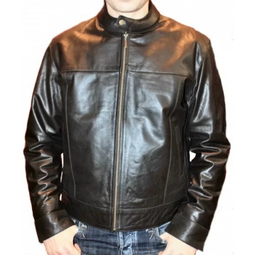 Blouson modèle Jazz en cuir d'agneau noir