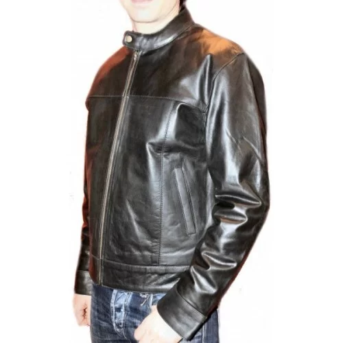 Blouson modèle Jazz en cuir d'agneau noir