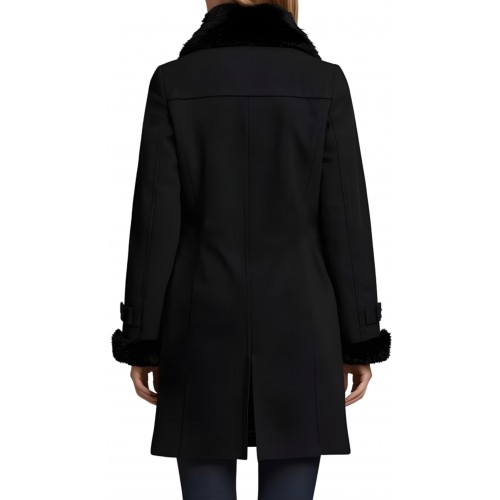 Trois quart femme en mouton retourné noir fermeture par zip modèle Verrane