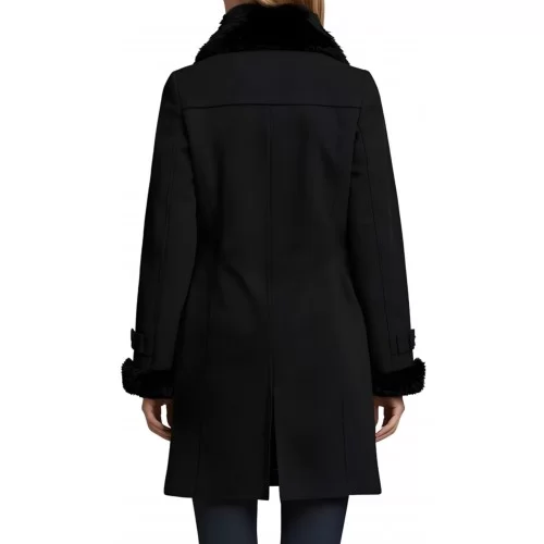 Trois quart femme en mouton retourné noir fermeture par zip modèle Verrane