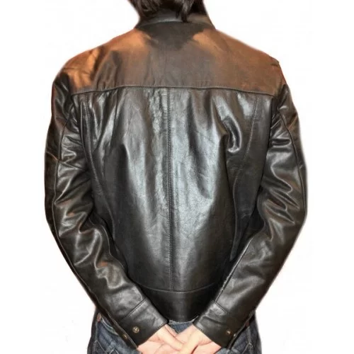 Blouson modèle Jazz en cuir d'agneau noir